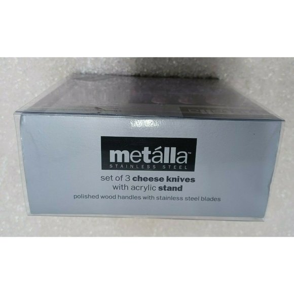 Metalla Cheese Knives Stainless Steel Blades with Acrylic Stand  Set of 3 - Picture 3 of 6